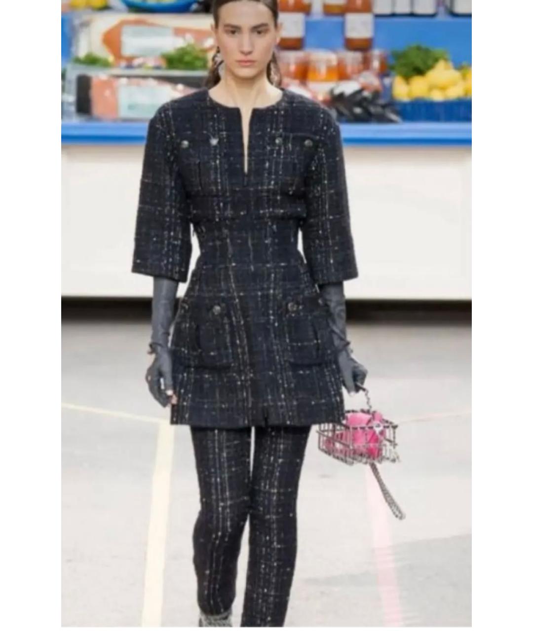 CHANEL Черное твидовое повседневное платье, фото 2