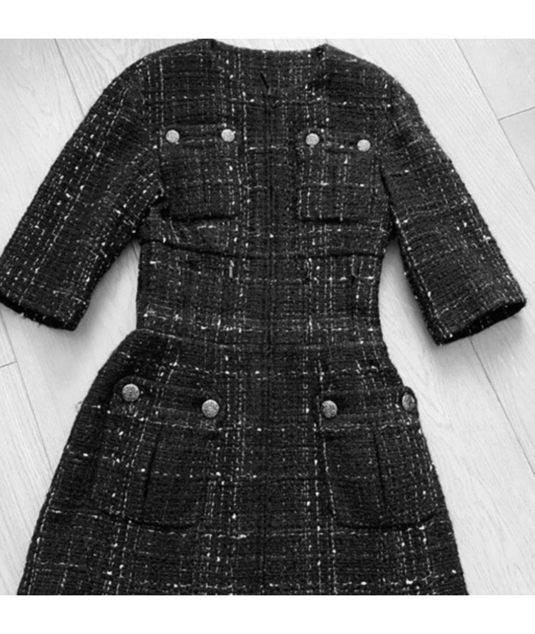 CHANEL Черное твидовое повседневное платье, фото 4