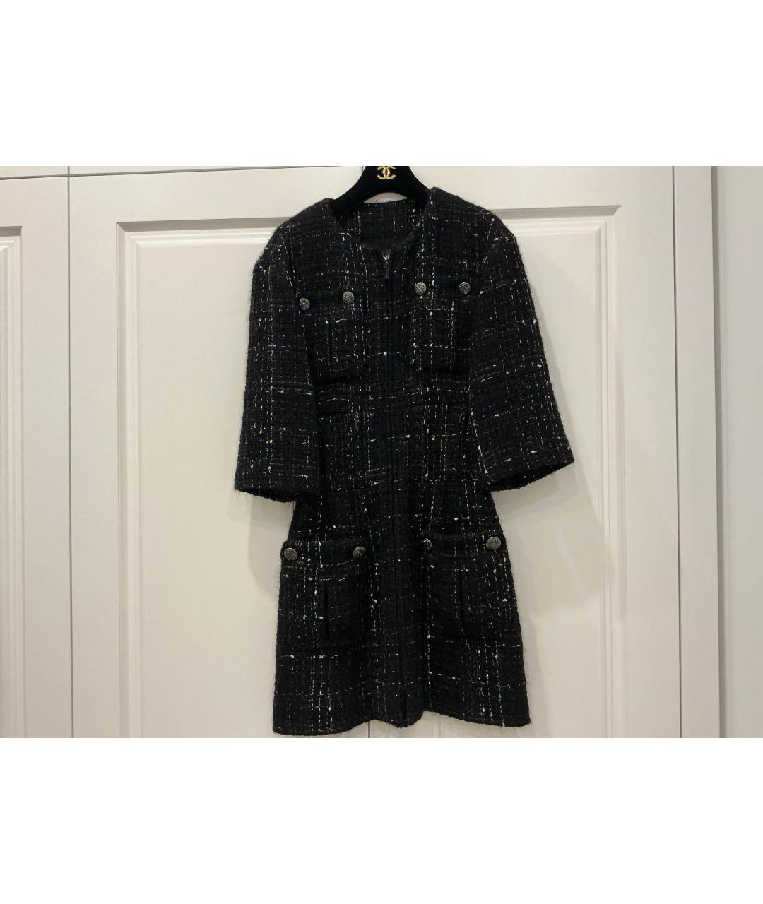 CHANEL Черное твидовое повседневное платье, фото 10