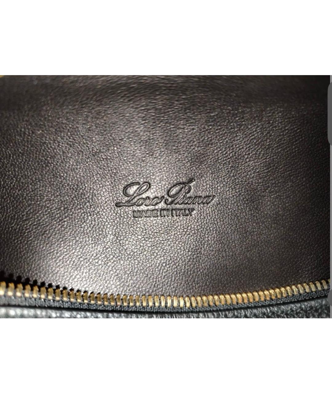 LORO PIANA Черная кожаная сумка через плечо, фото 4
