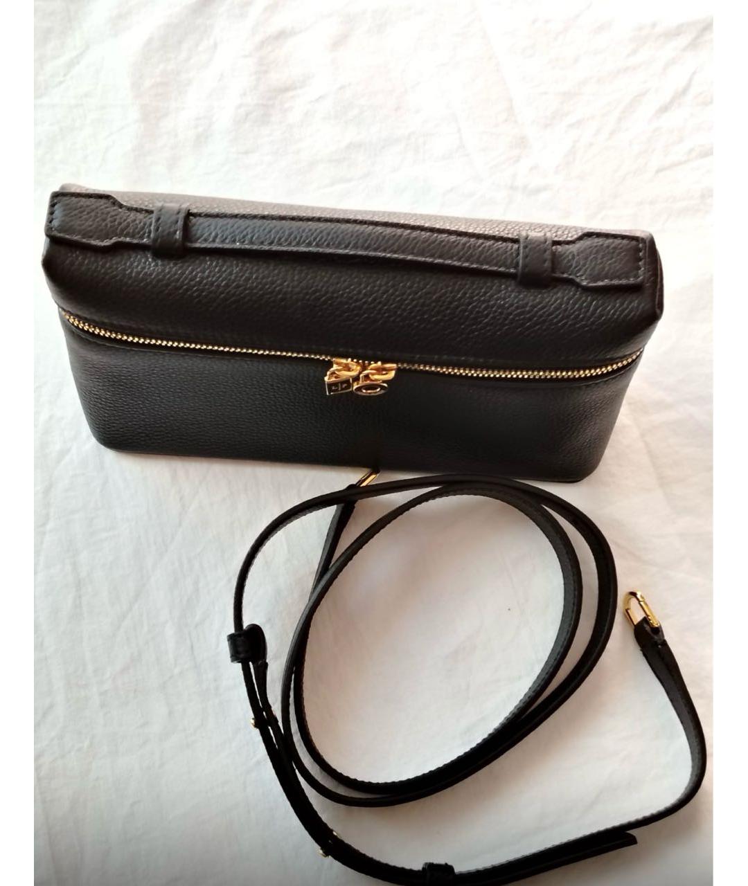 LORO PIANA Черная кожаная сумка через плечо, фото 7