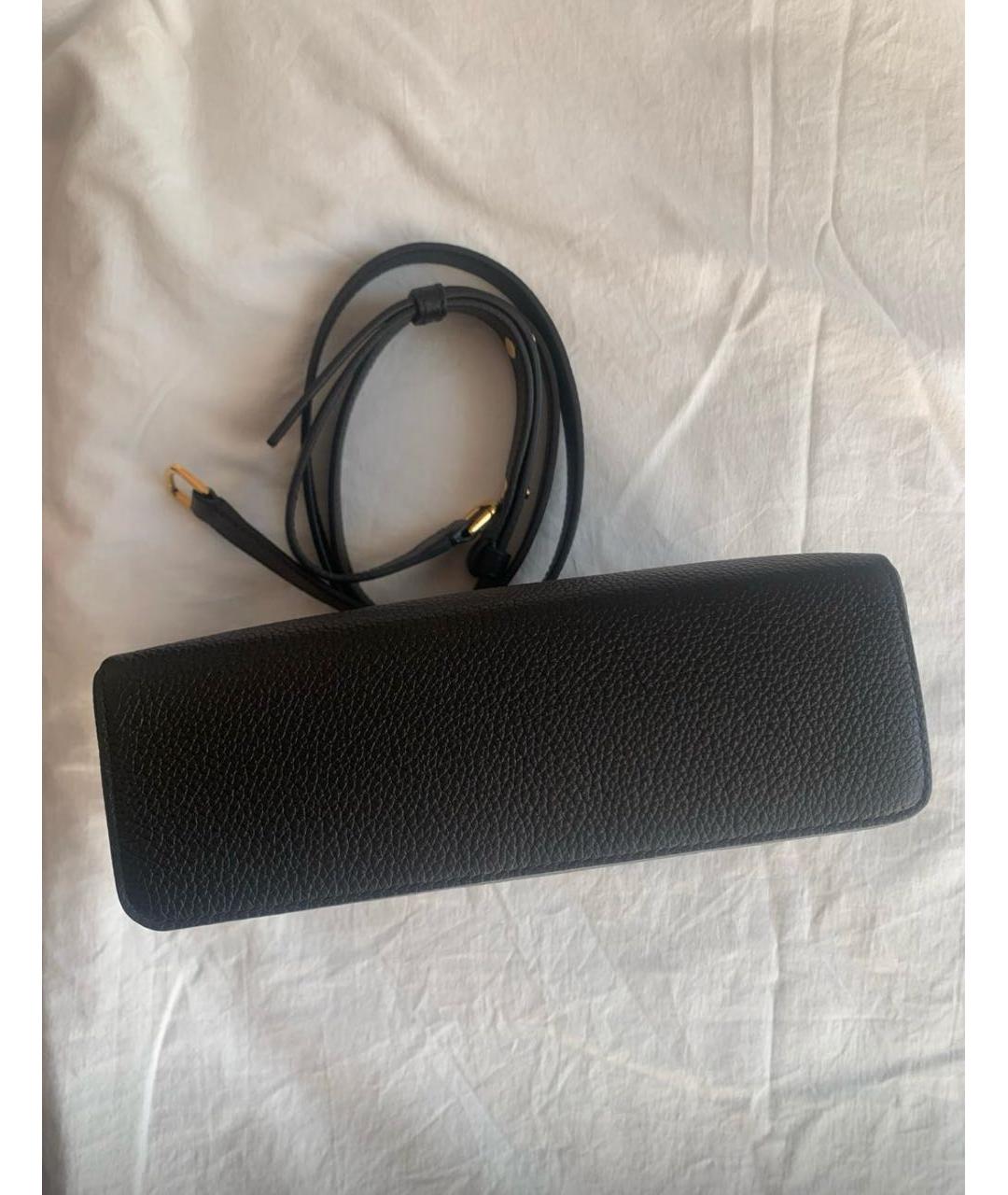 LORO PIANA Черная кожаная сумка через плечо, фото 3