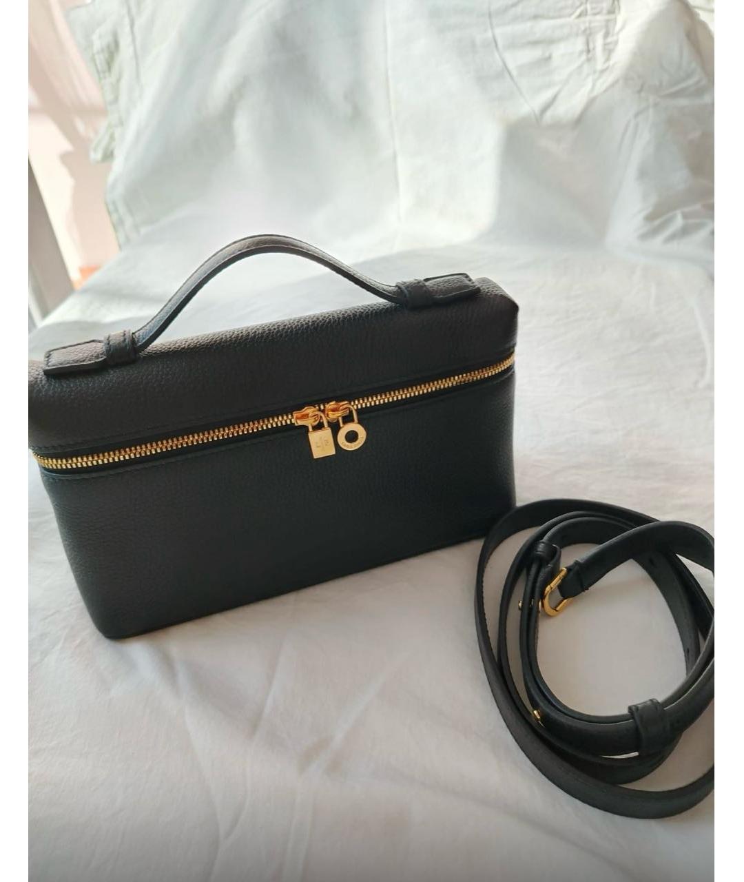 LORO PIANA Черная кожаная сумка через плечо, фото 2