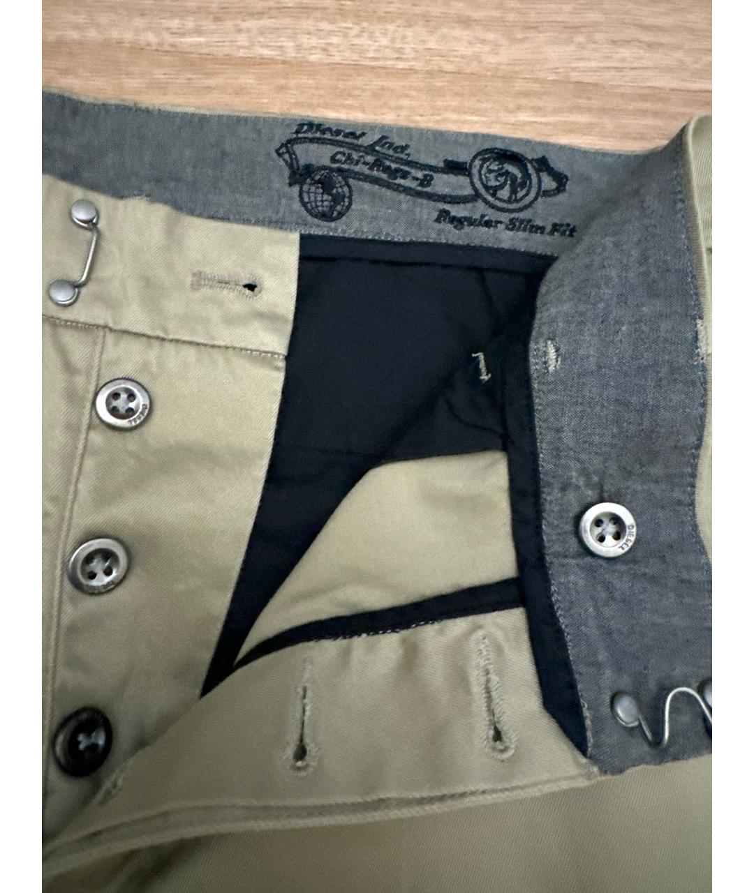 DIESEL Хаки хлопковые классические брюки, фото 4