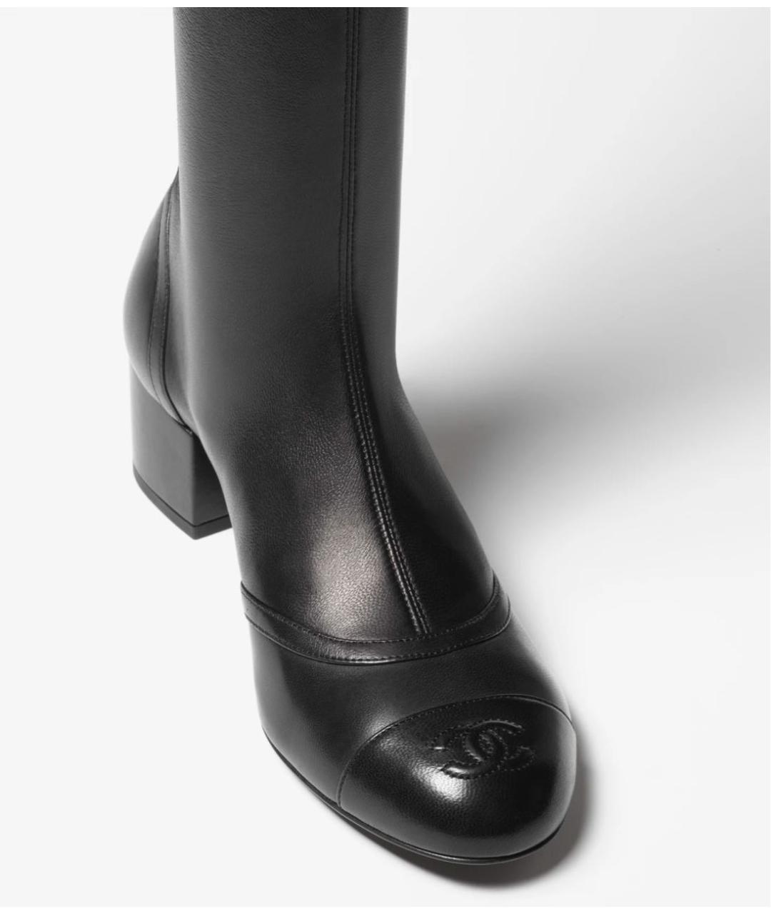 CHANEL Черные кожаные ботфорты, фото 3