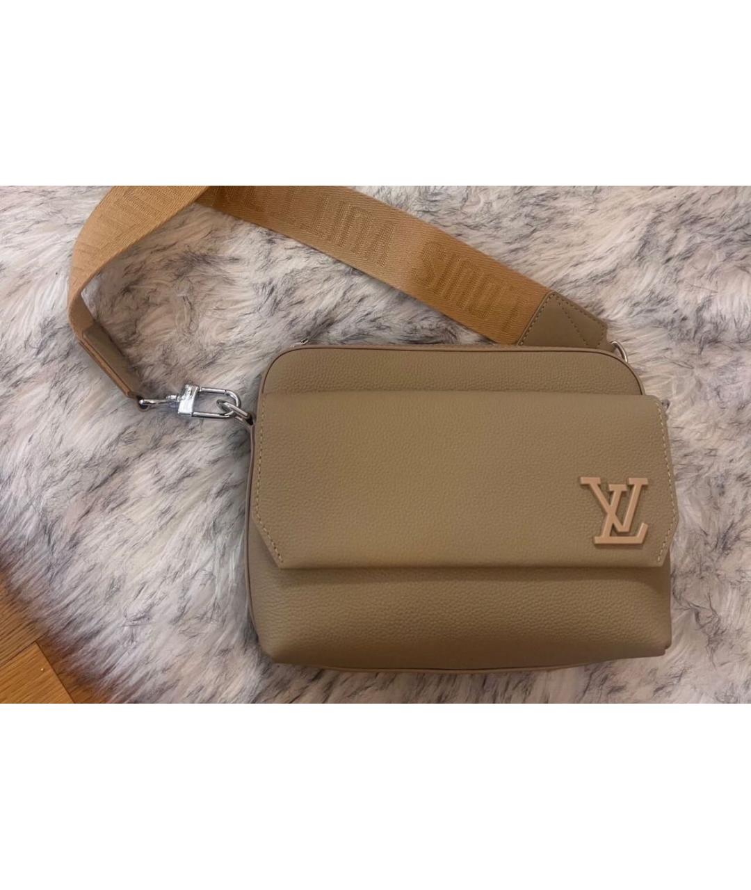 LOUIS VUITTON Бежевая кожаная сумка через плечо, фото 2