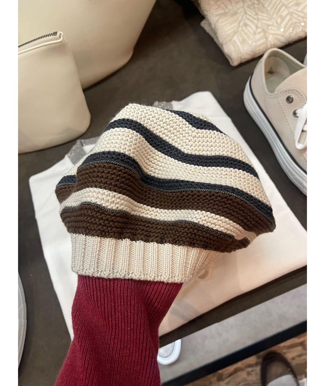 BRUNELLO CUCINELLI Коричневая хлопковая шапка, фото 6