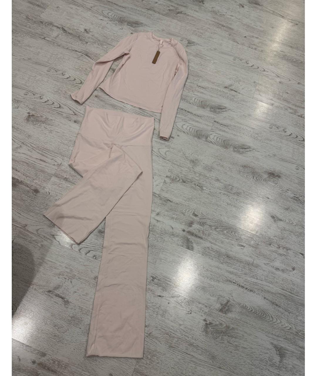 SKIMS Розовый хлопковый костюм с брюками, фото 3