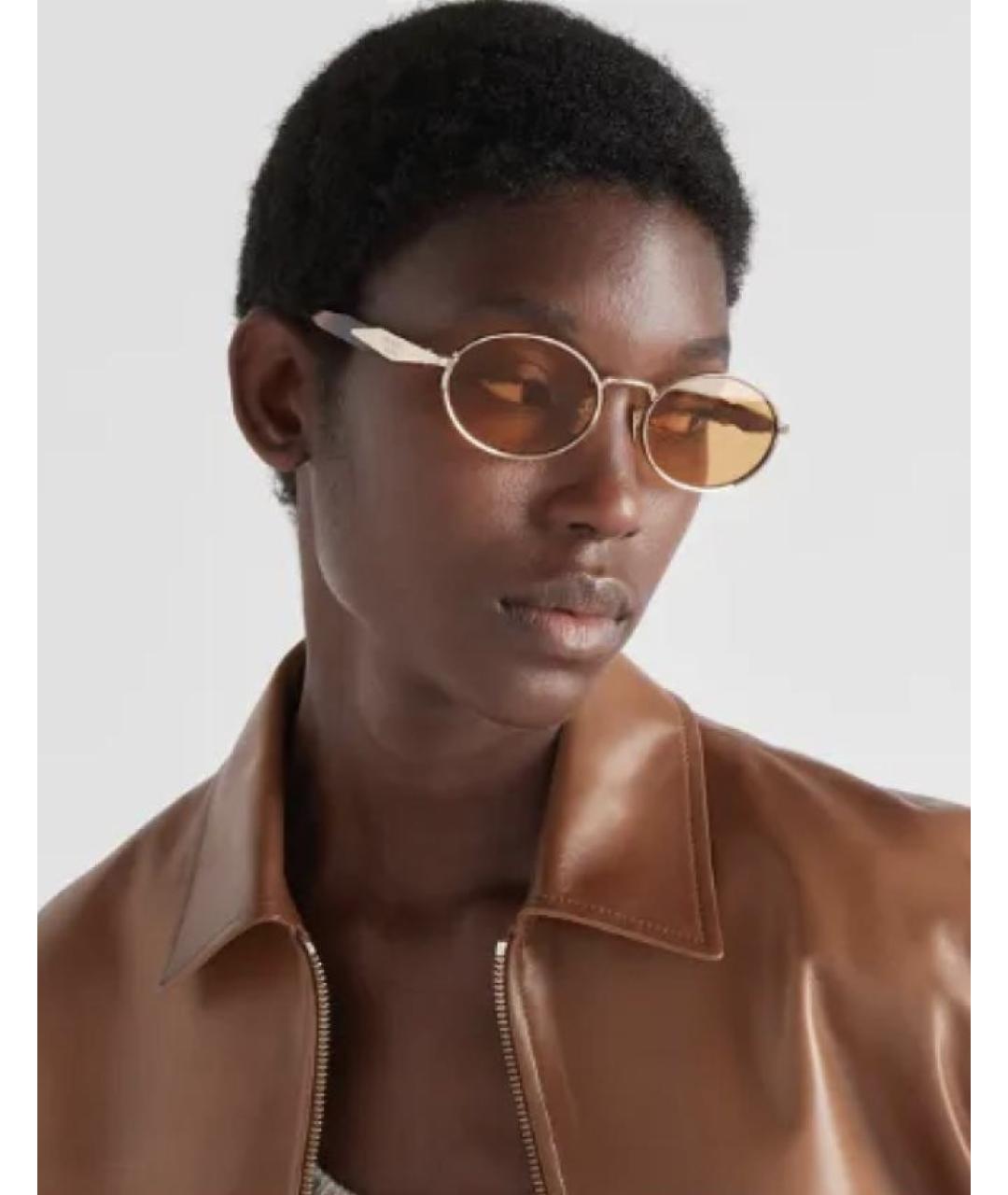 PRADA Золотые металлические солнцезащитные очки, фото 3