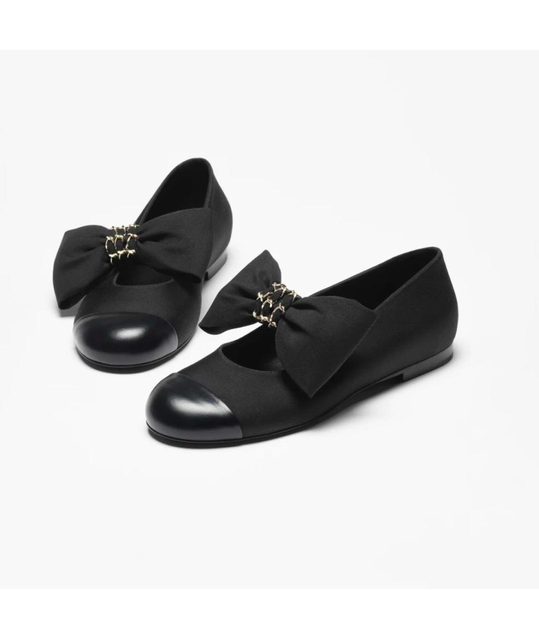 CHANEL Черные текстильные балетки, фото 2