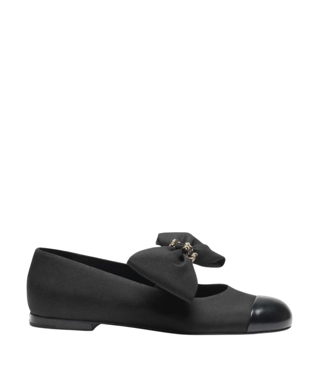 CHANEL Черные текстильные балетки, фото 1