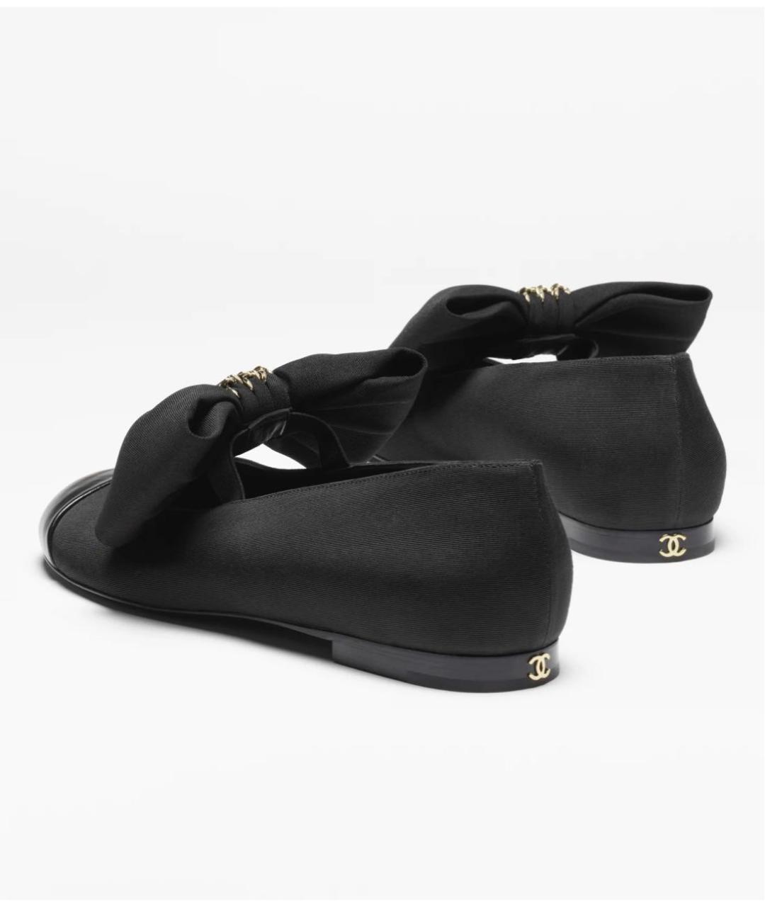 CHANEL Черные текстильные балетки, фото 3