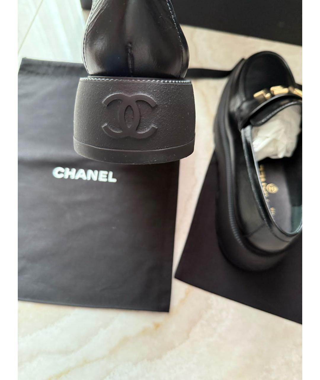 CHANEL Черные кожаные лоферы, фото 7