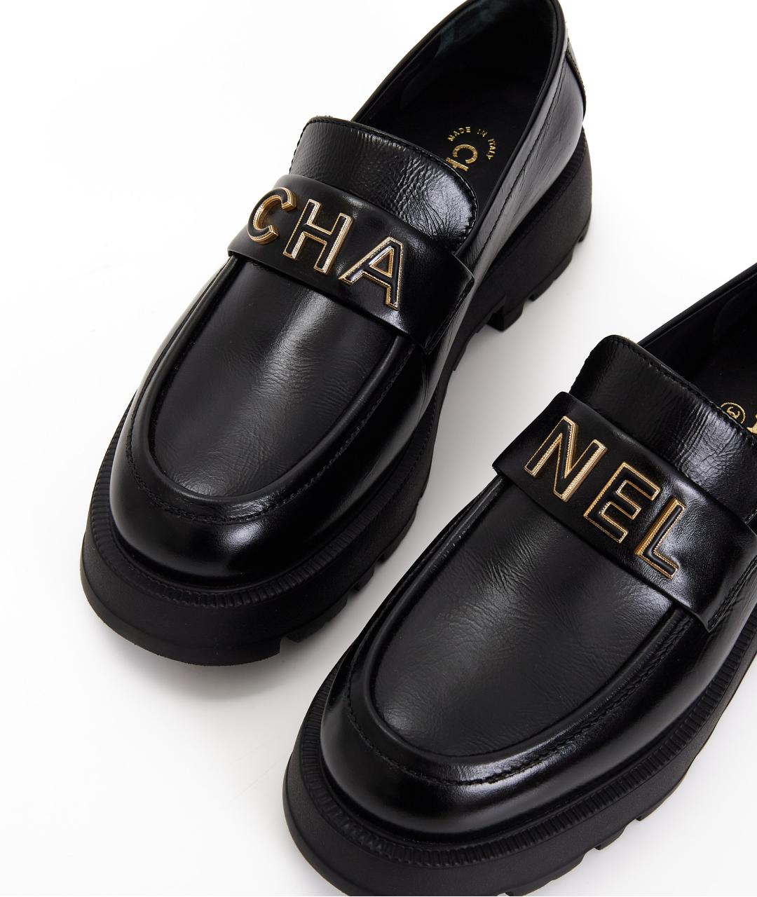 CHANEL Черные кожаные лоферы, фото 3