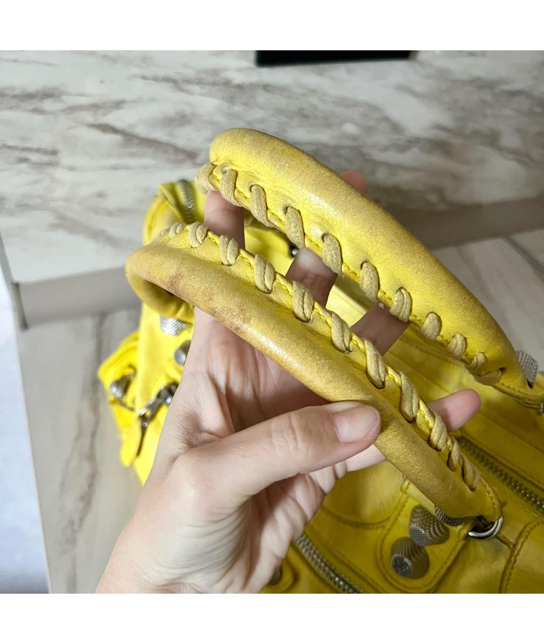 BALENCIAGA Желтая кожаная сумка через плечо, фото 5