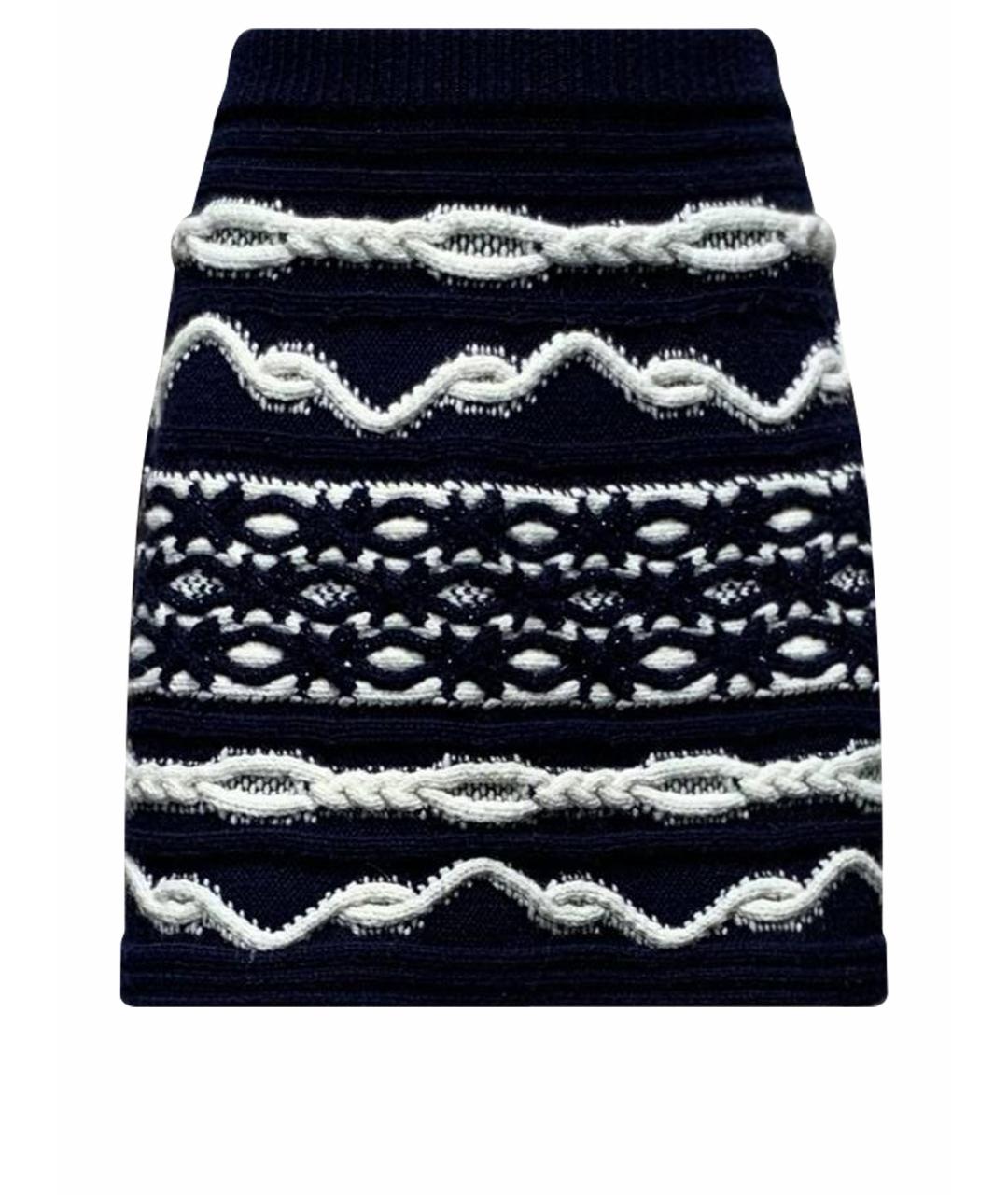 CHANEL Темно-синяя кашемировая юбка мини, фото 1