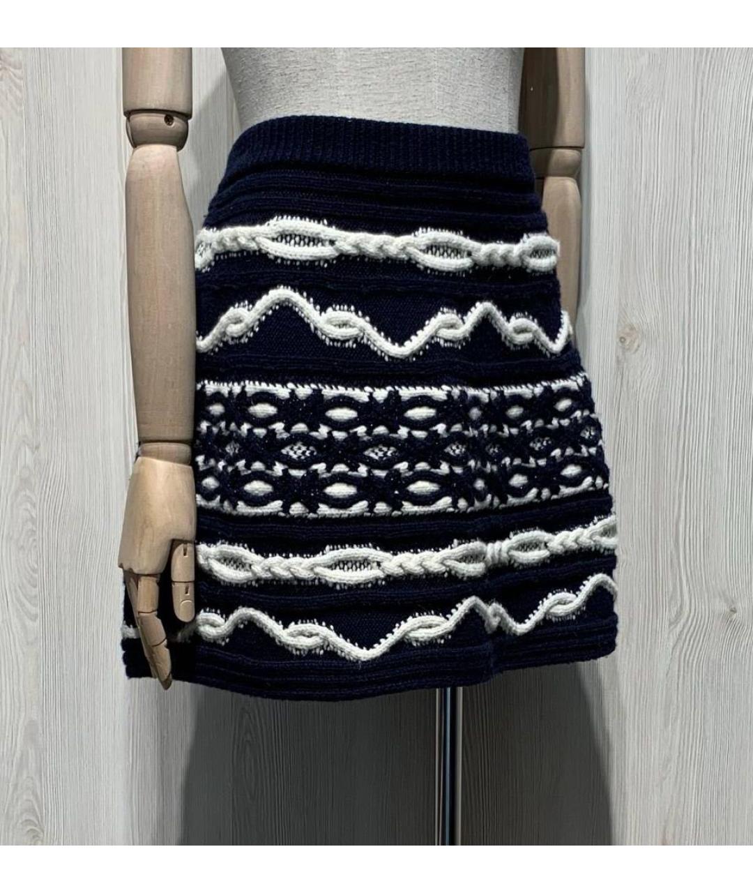 CHANEL Темно-синяя кашемировая юбка мини, фото 2