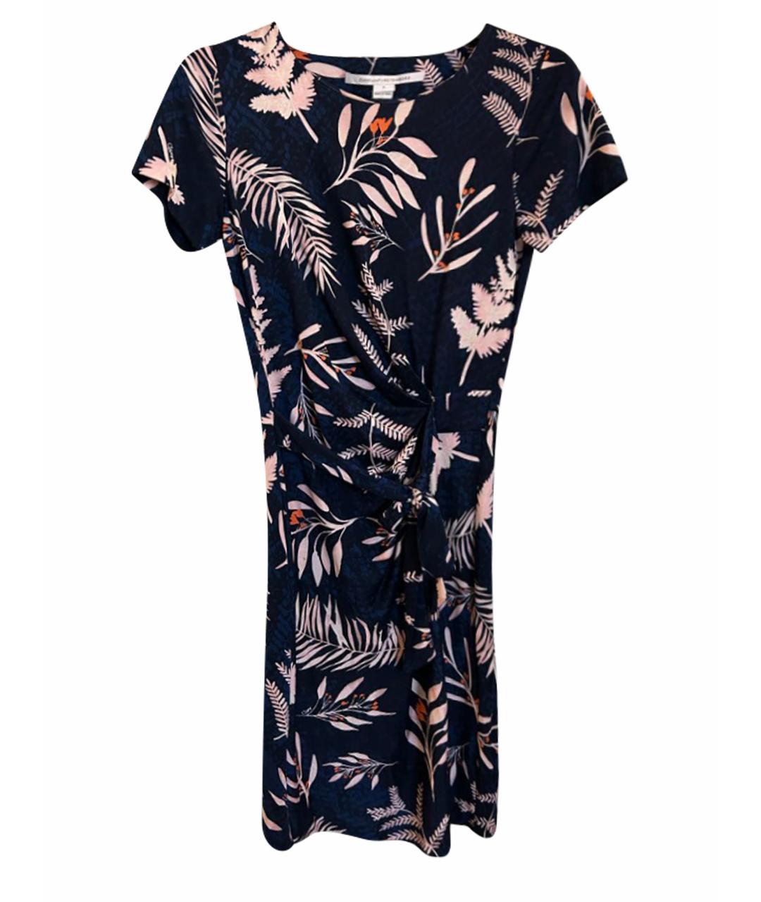 DIANE VON FURSTENBERG Темно-синее шелковое повседневное платье, фото 1