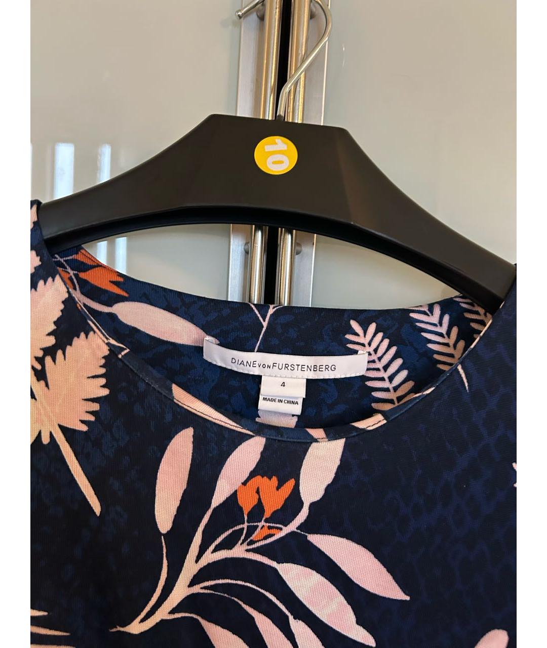 DIANE VON FURSTENBERG Темно-синее шелковое повседневное платье, фото 3