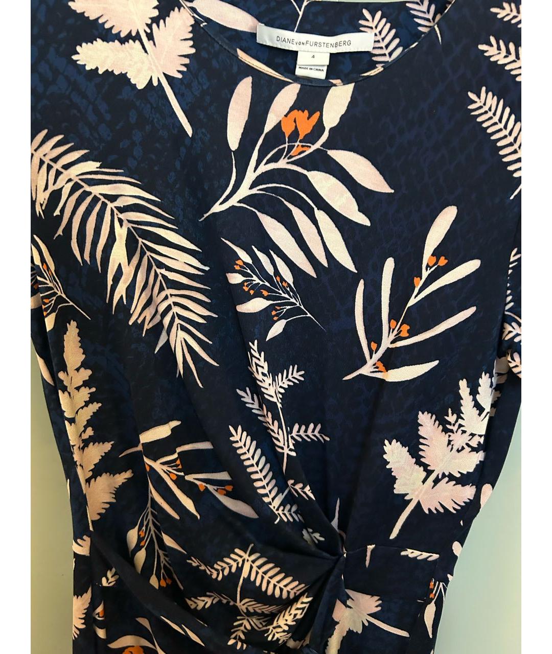 DIANE VON FURSTENBERG Темно-синее шелковое повседневное платье, фото 4