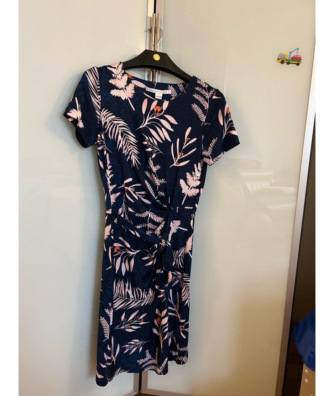 DIANE VON FURSTENBERG Темно-синее шелковое повседневное платье, фото 9