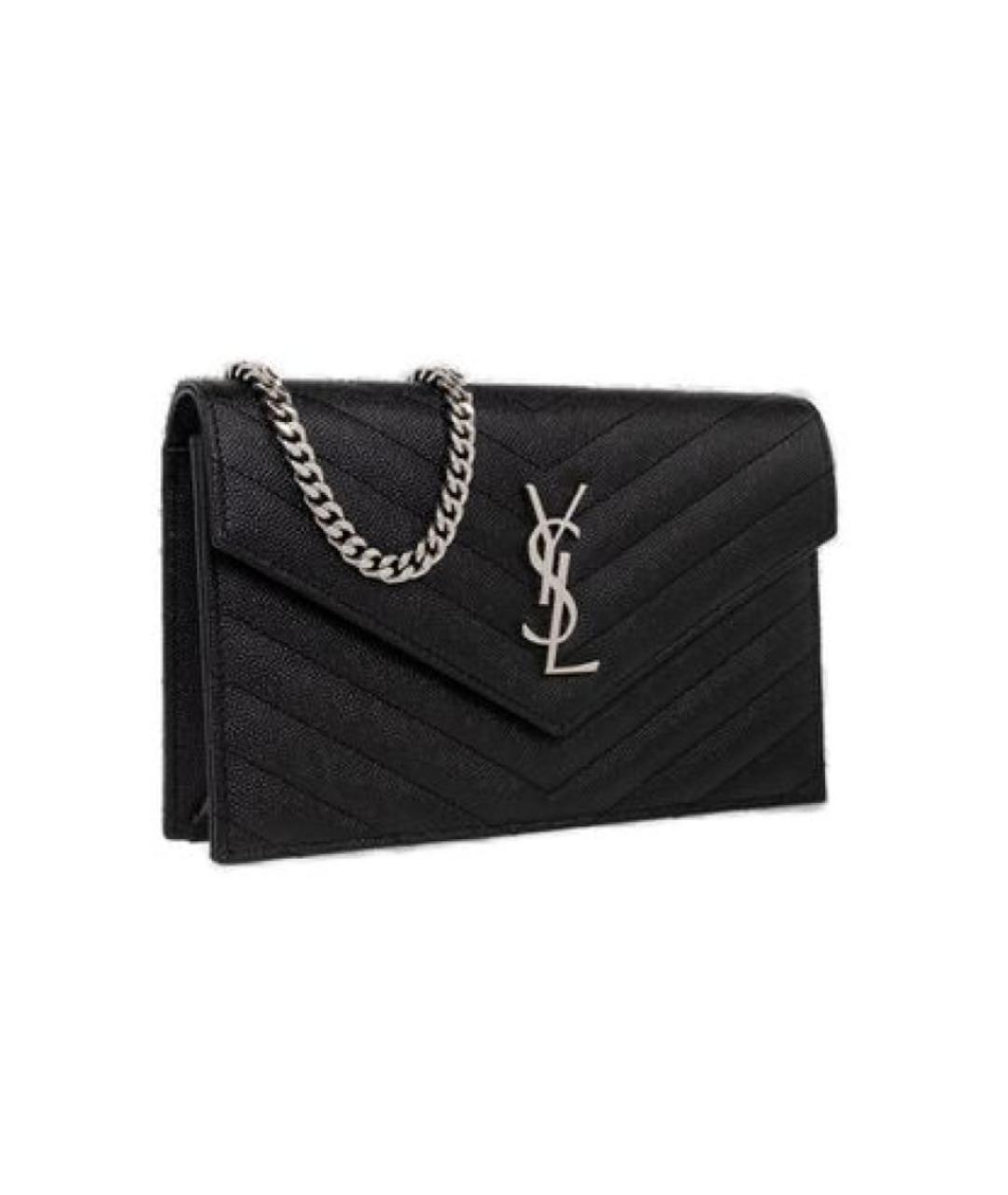 SAINT LAURENT Черная кожаная сумка через плечо, фото 2