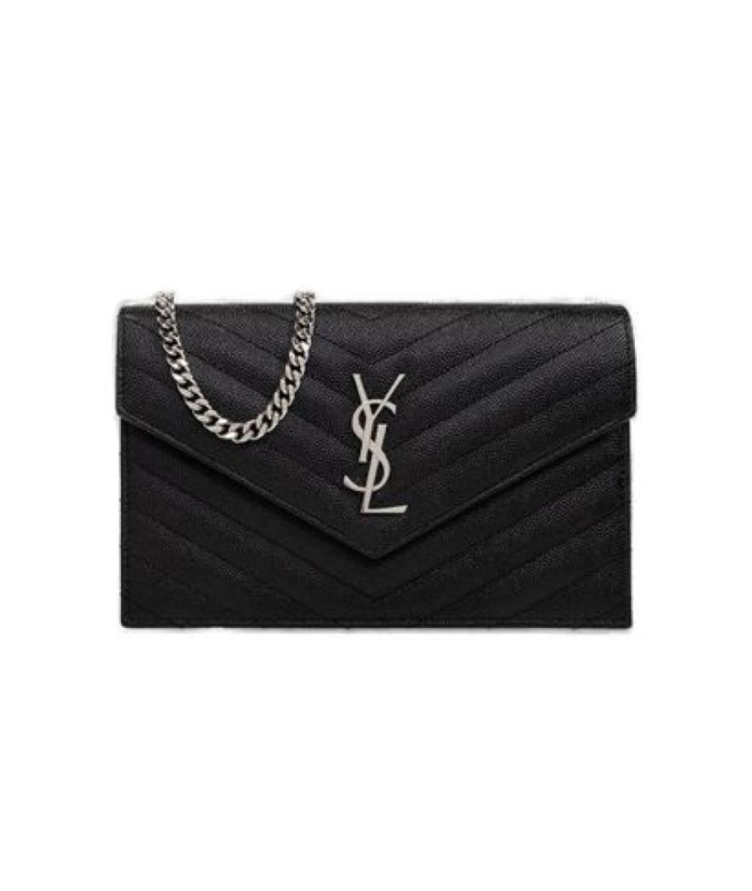 SAINT LAURENT Черная кожаная сумка через плечо, фото 1