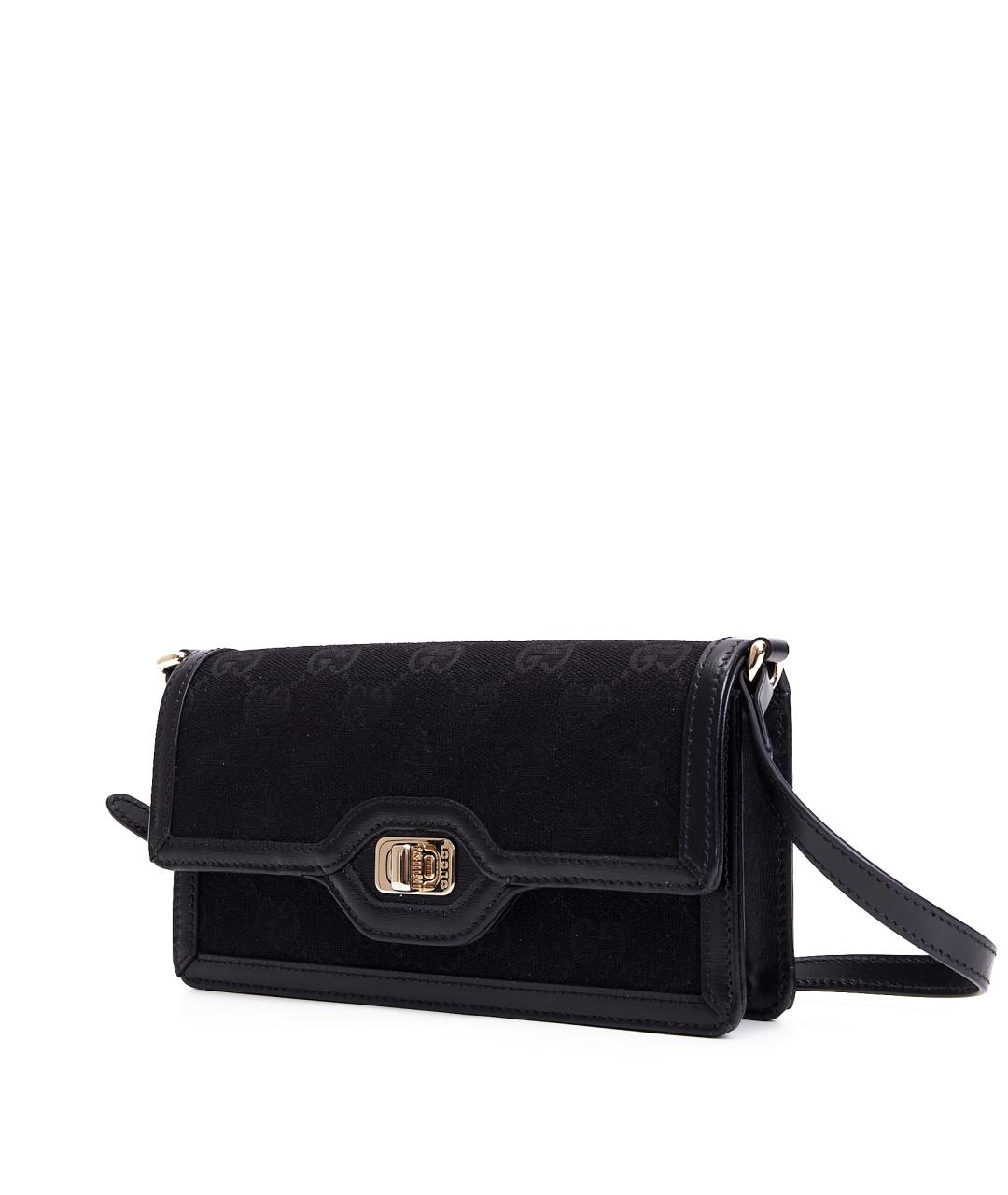 GUCCI Черная тканевая сумка с короткими ручками, фото 2
