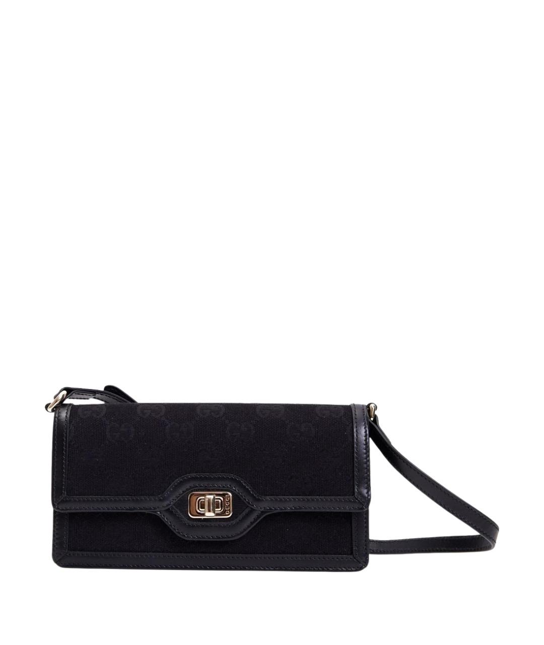 GUCCI Черная тканевая сумка с короткими ручками, фото 1