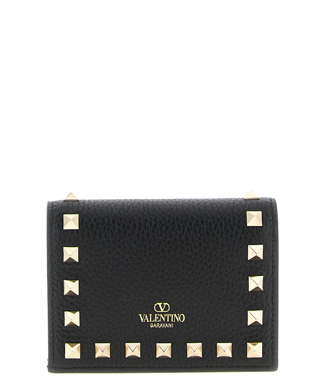 VALENTINO Черный кожаный кошелек, фото 1
