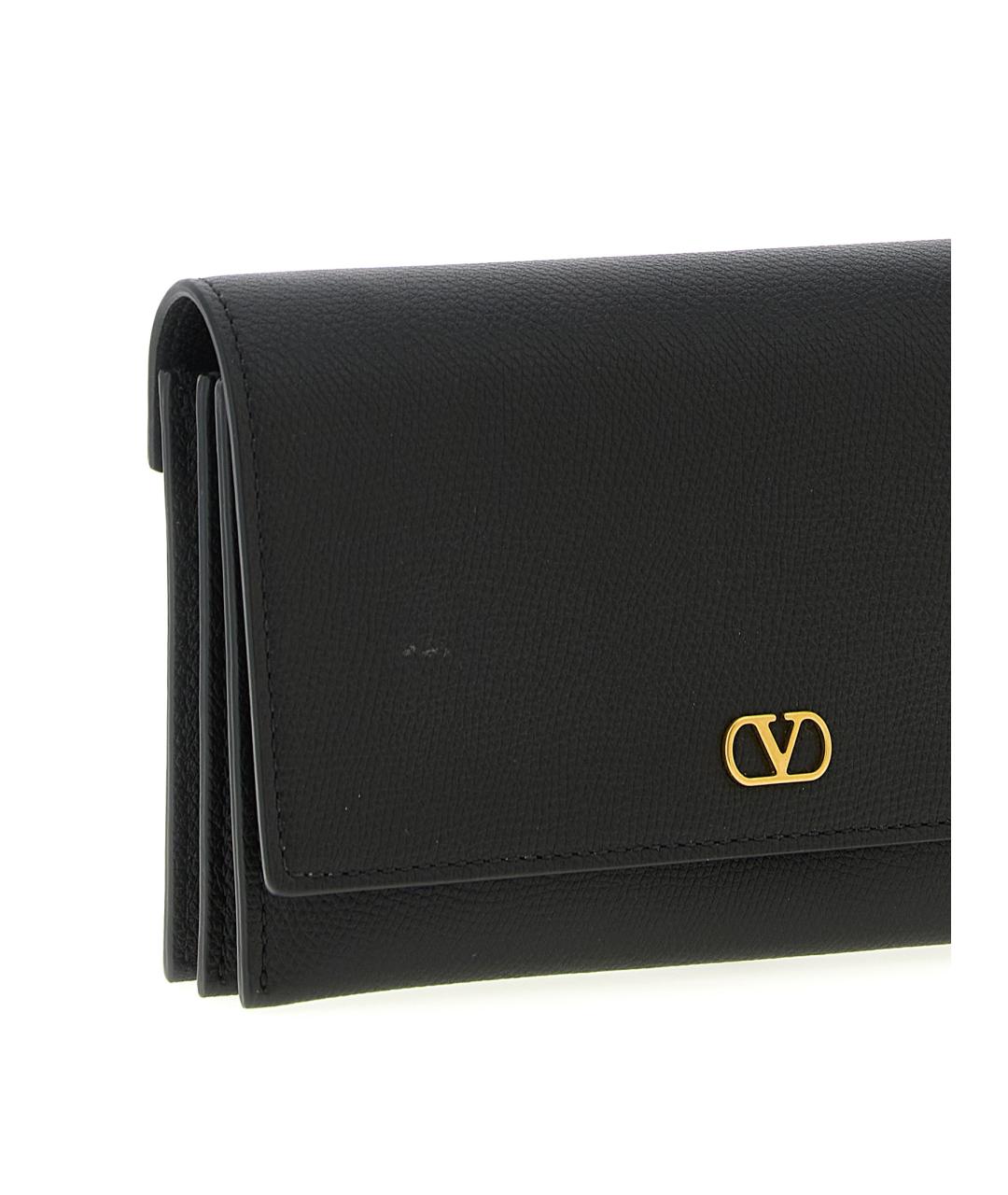 VALENTINO Черный кожаный кошелек, фото 3