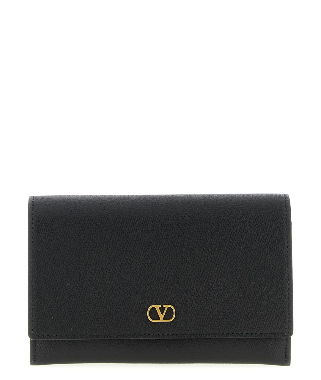 VALENTINO Черный кожаный кошелек, фото 1