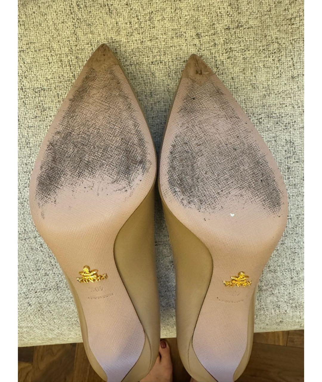 PRADA Бежевые кожаные туфли, фото 7