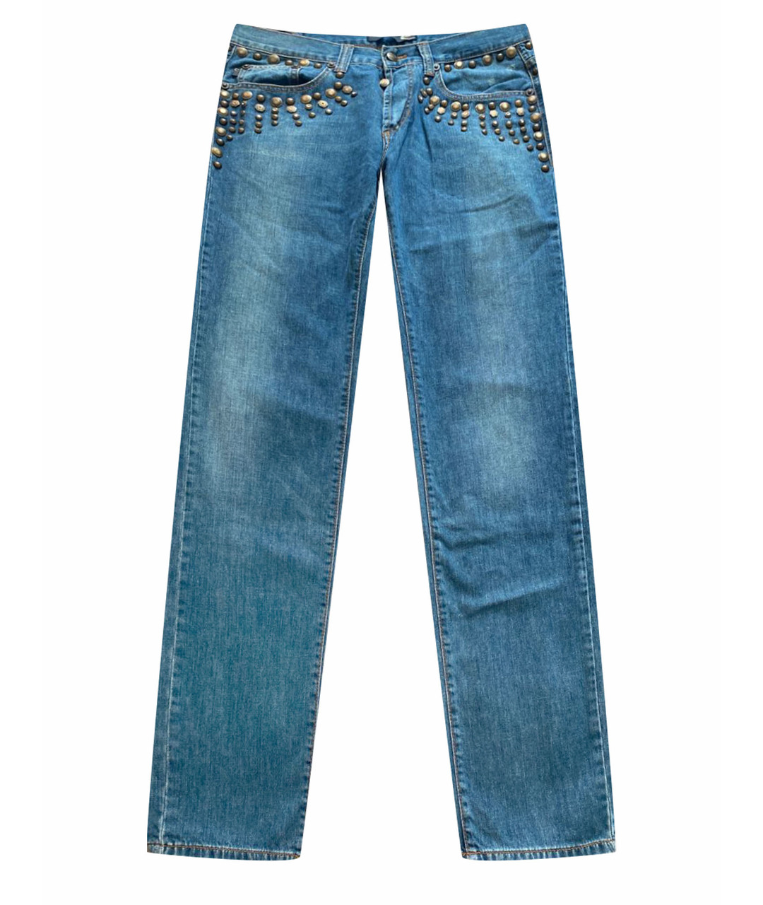 JUST CAVALLI Синие хлопковые прямые джинсы, фото 1