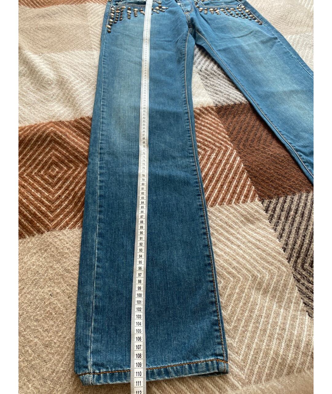 JUST CAVALLI Синие хлопковые прямые джинсы, фото 7