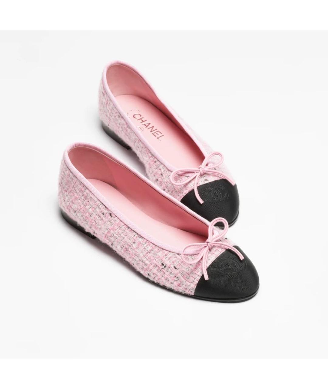 CHANEL Розовые текстильные балетки, фото 2