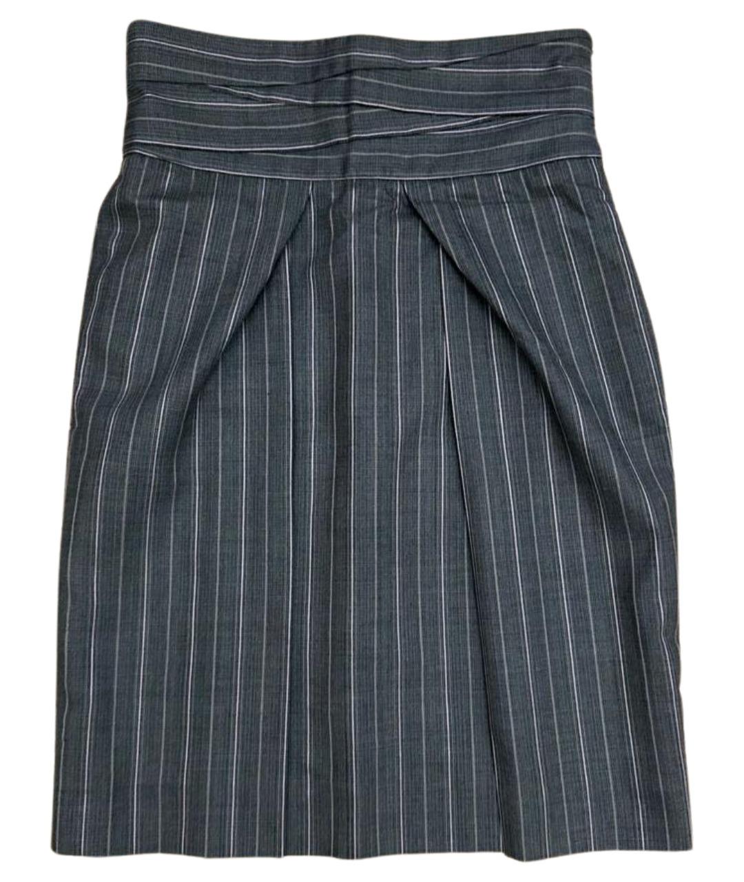 UNGARO Серая шерстяная юбка миди, фото 1