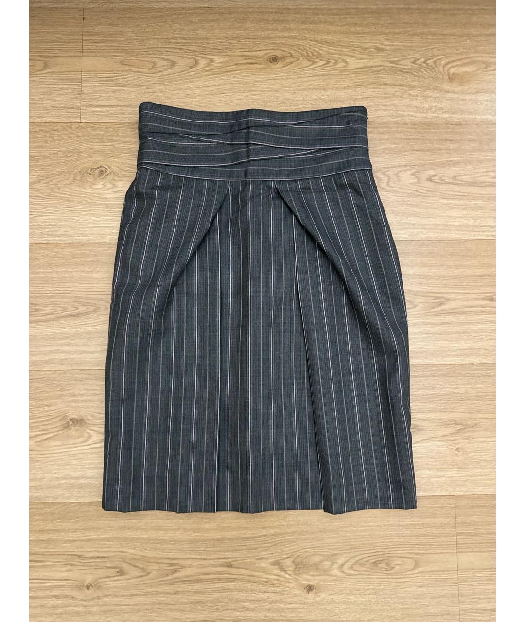 UNGARO Серая шерстяная юбка миди, фото 8