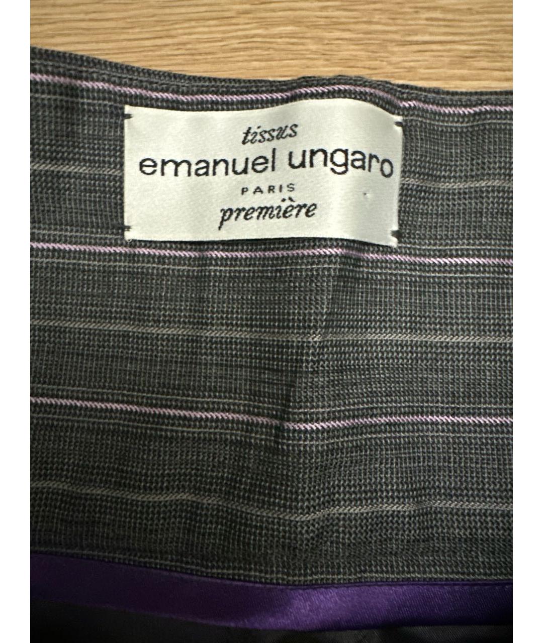 UNGARO Серая шерстяная юбка миди, фото 2