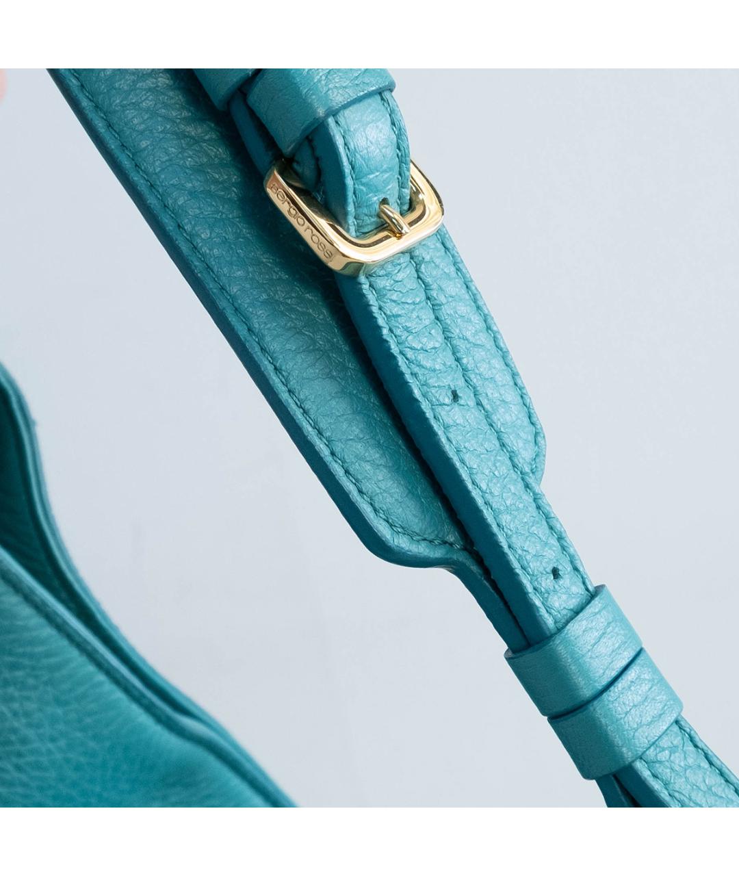 SERGIO ROSSI Бирюзовая кожаная сумка тоут, фото 5