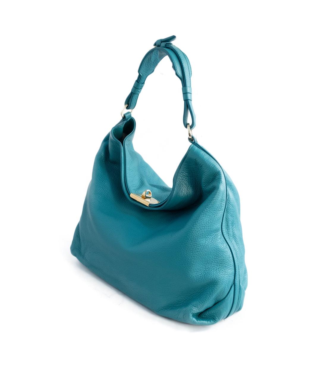 SERGIO ROSSI Бирюзовая кожаная сумка тоут, фото 3