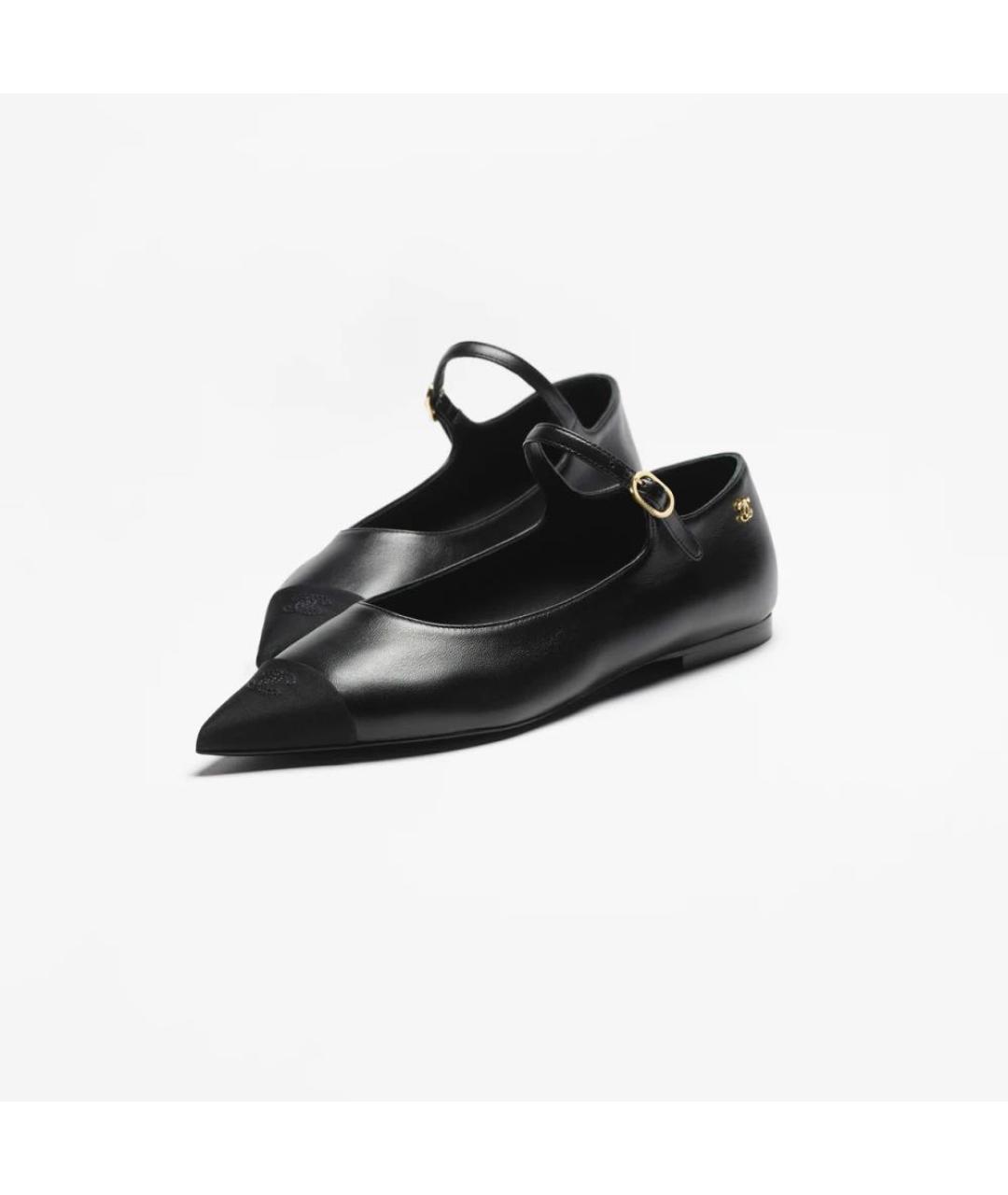 CHANEL Черные кожаные балетки, фото 2