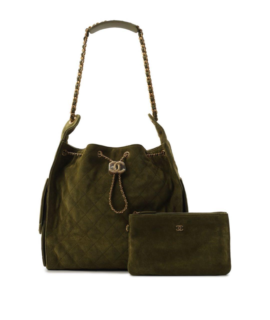 CHANEL Зеленая замшевая сумка тоут, фото 4