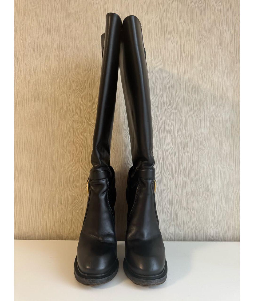LOUIS VUITTON Черные кожаные сапоги, фото 2
