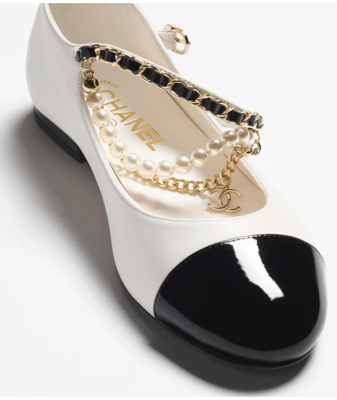 CHANEL Белые кожаные балетки, фото 4