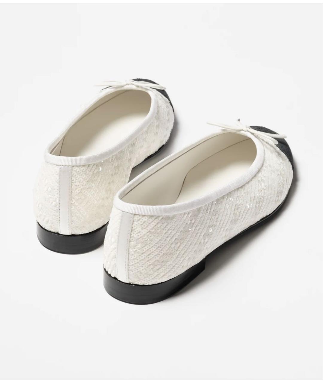 CHANEL Белые текстильные балетки, фото 3