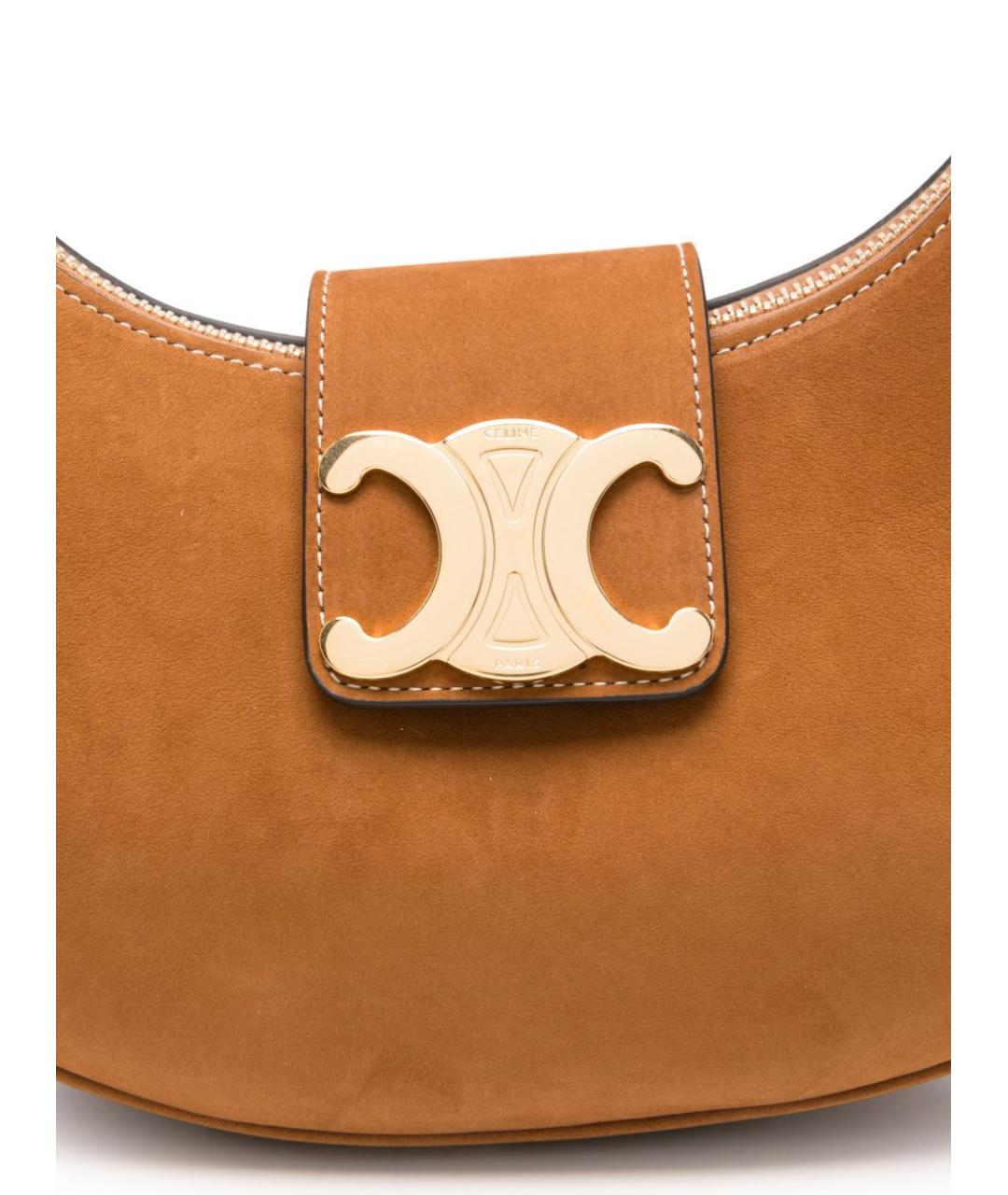 CELINE Бежевая замшевая сумка через плечо, фото 5