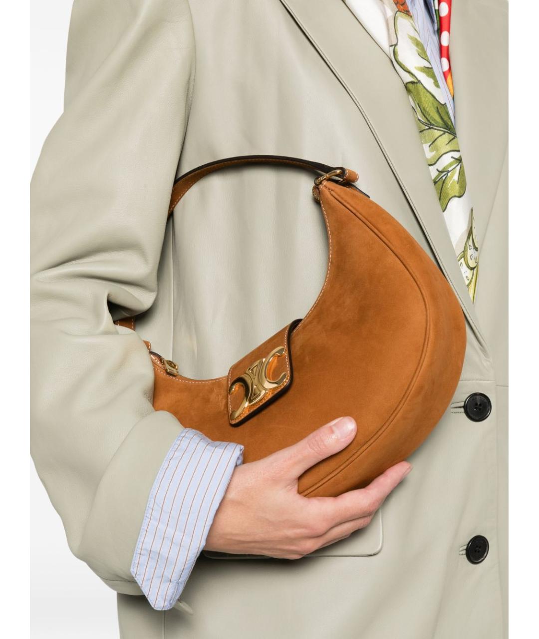 CELINE Бежевая замшевая сумка через плечо, фото 4