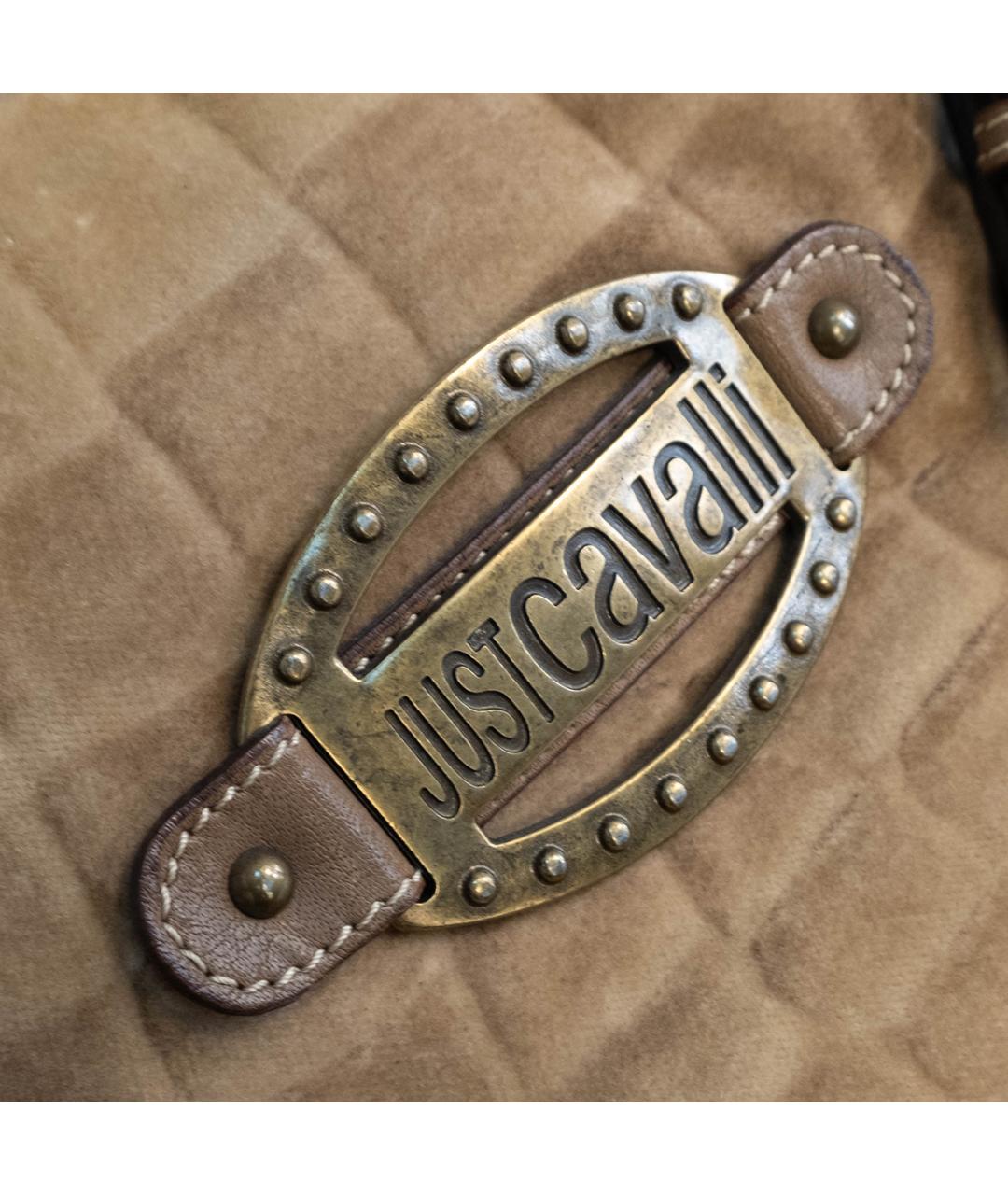 JUST CAVALLI Бежевая кожаная сумка через плечо, фото 4