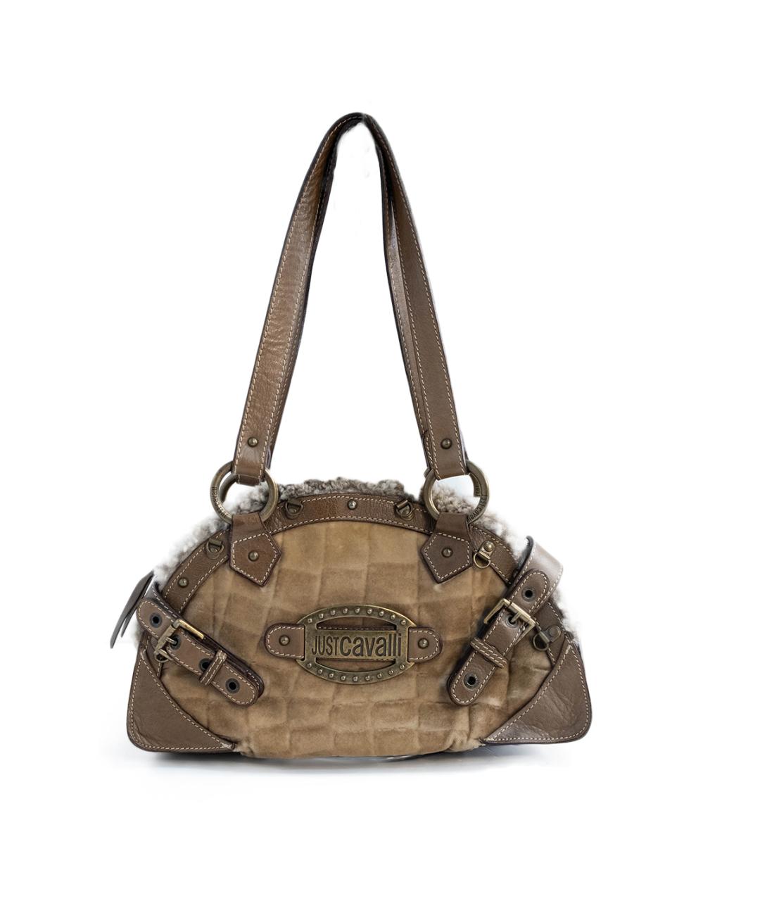 JUST CAVALLI Бежевая кожаная сумка через плечо, фото 6